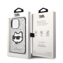 Etui Karl Lagerfeld Glitter Choupette Patch na iPhone 14 Pro Max - srebrne