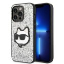 Etui Karl Lagerfeld Glitter Choupette Patch na iPhone 14 Pro - srebrne