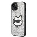 Etui Karl Lagerfeld Glitter Choupette Patch na iPhone 14 - srebrne