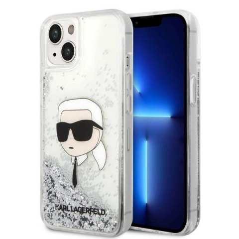 Etui Karl Lagerfeld Glitter Karl's Head na iPhone 14 Plus - srebrne