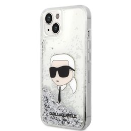 Etui Karl Lagerfeld Glitter Karl's Head na iPhone 14 Plus - srebrne