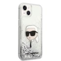 Etui Karl Lagerfeld Glitter Karl's Head na iPhone 14 Plus - srebrne