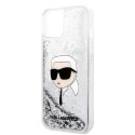 Etui Karl Lagerfeld Glitter Karl's Head na iPhone 14 Plus - srebrne