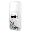 Etui Karl Lagerfeld Glitter Karl's Head na iPhone 14 Pro - srebrne