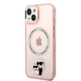 Etui Karl Lagerfeld Iconic Karl&Choupette MagSafe na iPhone 14 Plus - różowe