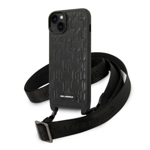 Etui Karl Lagerfeld Monogram Plaque Logo Strap na iPhone 14 Plus - czarne