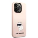 Etui Karl Lagerfeld Silicone Choupette na iPhone 14 Pro - różowe