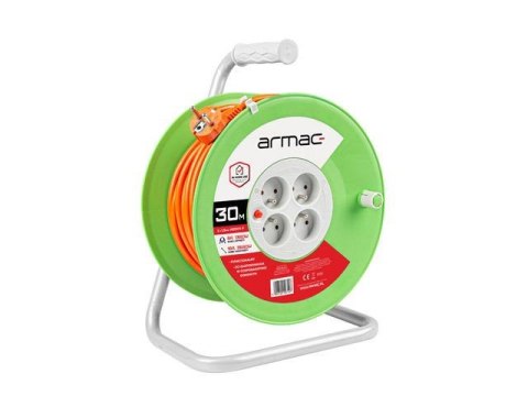 ARMAC Przedłużacz bębnowy Armac 30m 4x2p+Z, 16A, 3680W, przewód 3x1,5mm H05VV-F