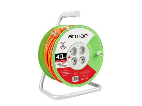 ARMAC Przedłużacz bębnowy Armac 40m 4x2p+Z, 16A, 3680W, przewód 3x1,5mm H05VV-F