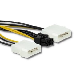 Qoltec Adapter MOLEX Qoltec 2xMOLEX żeński / PCI-E 6 pin | 15cm