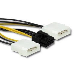 Qoltec Adapter MOLEX Qoltec 2xMolex żeński / PCI-E 8 pin męski | 15cm