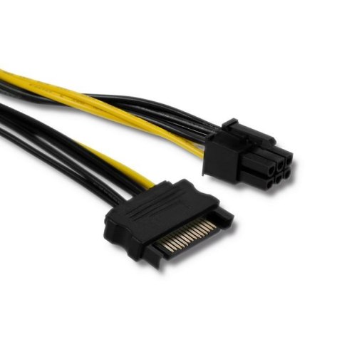 Qoltec Kabel zasilający SATA Qoltec SATA męski 15 pin / PCI-E 6 pin | 0,15m