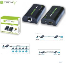 Techly Extender / splitter HDMI Techly IDATA EXTIP-373 po skrętce Cat. 5e/6/6a/7 do 120m, over IP, czarny