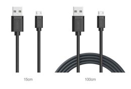 UNITEK Zestaw kabli Unitek C4050BK, 2w1 USB - microUSB, 1m + 0,15m