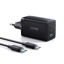 Joyroom szybka ładowarka GaN 65W USB-A, 2x USB-C czarna + kabel USB-C - USB-C 100W 1.2m (TCG01)