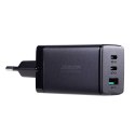 Joyroom szybka ładowarka GaN 65W USB-A, 2x USB-C czarna + kabel USB-C - USB-C 100W 1.2m (TCG01)