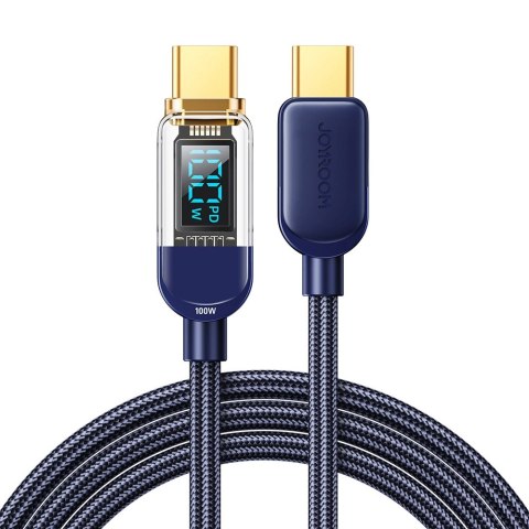 Kabel Joyroom A4 USB-C / USB-C 100W 1.2m z wyświetlaczem - niebieski