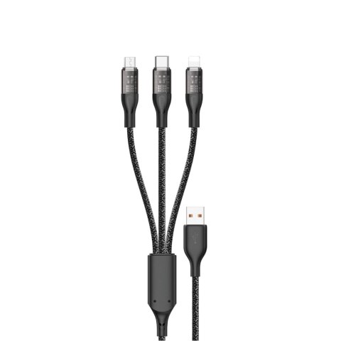 Kabel do szybkiego ładowania 120W 1m 3w1 USB - USB-C / microUSB / Lightning Dudao L22X - srebrny