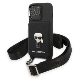 Etui Karl Lagerfeld Saffiano Ikonik Metal na iPhone 13 Pro / iPhone 13 - czarne