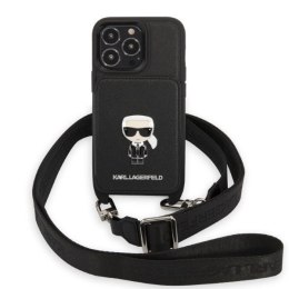 Etui Karl Lagerfeld Saffiano Ikonik Metal na iPhone 13 Pro / iPhone 13 - czarne