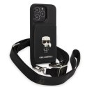 Etui Karl Lagerfeld Saffiano Ikonik Metal na iPhone 13 Pro / iPhone 13 - czarne