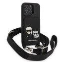 Etui Karl Lagerfeld Saffiano Karl & Choupette Embossed na iPhone 13 Pro Max - czarne