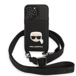 Etui Karl Lagerfeld Saffiano Metal Karl Head na iPhone 13 Pro / iPhone 13 - czarne