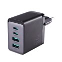 Joyroom ładowarka GaN 67W 4 porty (2x USB, 2x USB C) czarna (TCG02) + kabel USB C - USB C 100W 1.2m