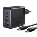 Joyroom ładowarka GaN 67W 4 porty (2x USB, 2x USB C) czarna (TCG02) + kabel USB C - USB C 100W 1.2m