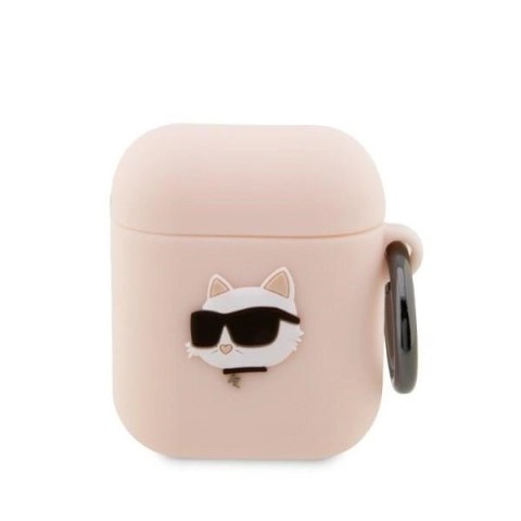 Etui Karl Lagerfeld Silicone Choupette Head 3D na AirPods 1/2 - różowe