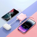 Powerbank Joyroom Cutie Series JR-L009 10000mAh 12W z portem USB-A / kablami USB-C / Lightning i podstawką - różowy