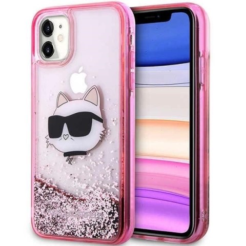 Etui Karl Lagerfeld Glitter Choupette Head na iPhone 11 / Xr - różowe