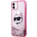 Etui Karl Lagerfeld Glitter Choupette Head na iPhone 11 / Xr - różowe