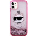 Etui Karl Lagerfeld Glitter Choupette Head na iPhone 11 / Xr - różowe