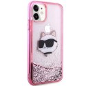 Etui Karl Lagerfeld Glitter Choupette Head na iPhone 11 / Xr - różowe