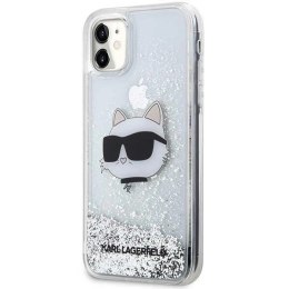 Etui Karl Lagerfeld Glitter Choupette Head na iPhone 11 / Xr - srebrne