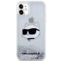 Etui Karl Lagerfeld Glitter Choupette Head na iPhone 11 / Xr - srebrne