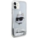 Etui Karl Lagerfeld Glitter Choupette Head na iPhone 11 / Xr - srebrne