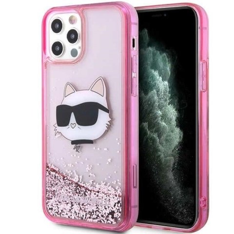 Etui Karl Lagerfeld Glitter Choupette Head na iPhone 12 / iPhone 12 Pro - różowe