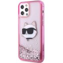 Etui Karl Lagerfeld Glitter Choupette Head na iPhone 12 / iPhone 12 Pro - różowe