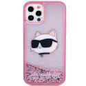 Etui Karl Lagerfeld Glitter Choupette Head na iPhone 12 / iPhone 12 Pro - różowe