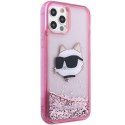 Etui Karl Lagerfeld Glitter Choupette Head na iPhone 12 / iPhone 12 Pro - różowe