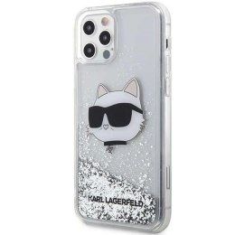 Etui Karl Lagerfeld Glitter Choupette Head na iPhone 12 / iPhone 12 Pro - srebrne