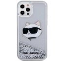 Etui Karl Lagerfeld Glitter Choupette Head na iPhone 12 / iPhone 12 Pro - srebrne