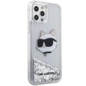 Etui Karl Lagerfeld Glitter Choupette Head na iPhone 12 / iPhone 12 Pro - srebrne