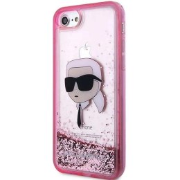 Etui Karl Lagerfeld Glitter Karl's Head na iPhone 7 / 8 / SE 2020 / SE 2022 - różowe