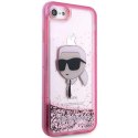 Etui Karl Lagerfeld Glitter Karl's Head na iPhone 7 / 8 / SE 2020 / SE 2022 - różowe