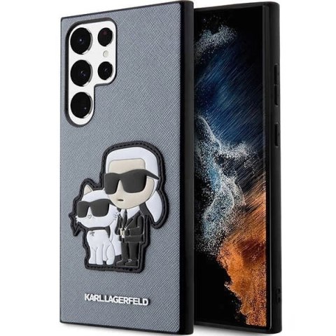 Etui Karl Lagerfeld Saffiano Karl&Choupette na Samsung Galaxy S23 Ultra - szare