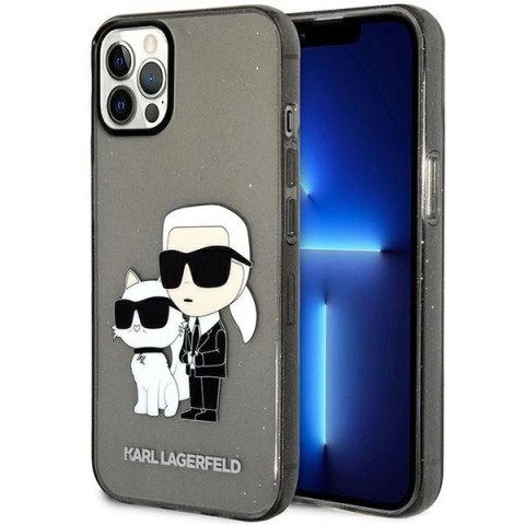 Etui Karl Lagerfeld Glitter Karl&Choupette na iPhone 12 / iPhone 12 Pro - czarne