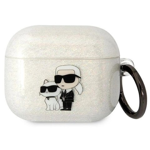 Etui Karl Lagerfeld Glitter Karl&Choupette na AirPods 3 - przezroczyste